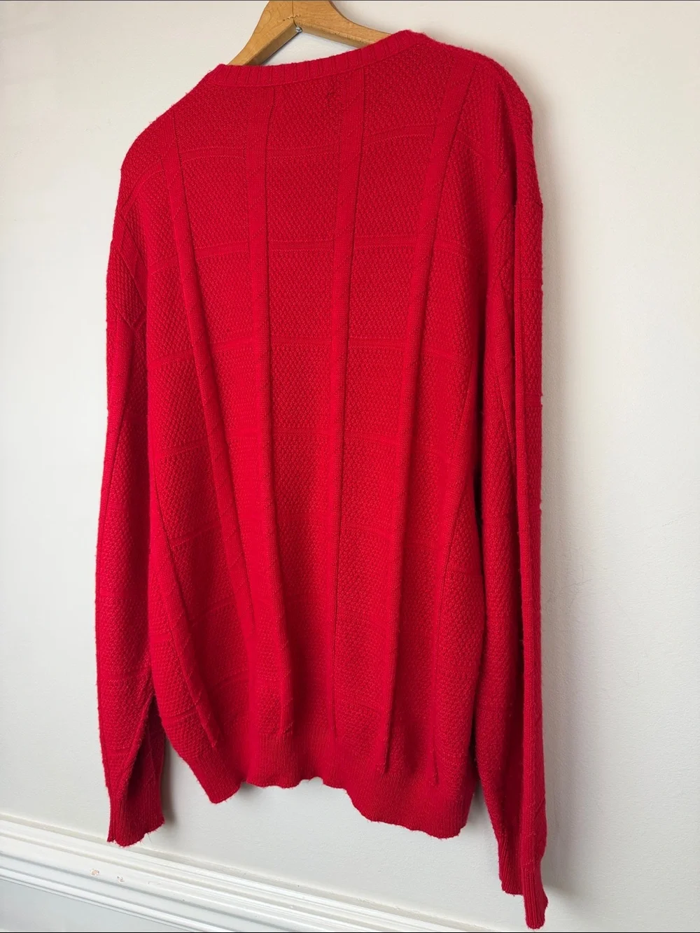 Vintage Christian Dior Monsieur Red Textured Knit Sweater XL Made in USA 90s